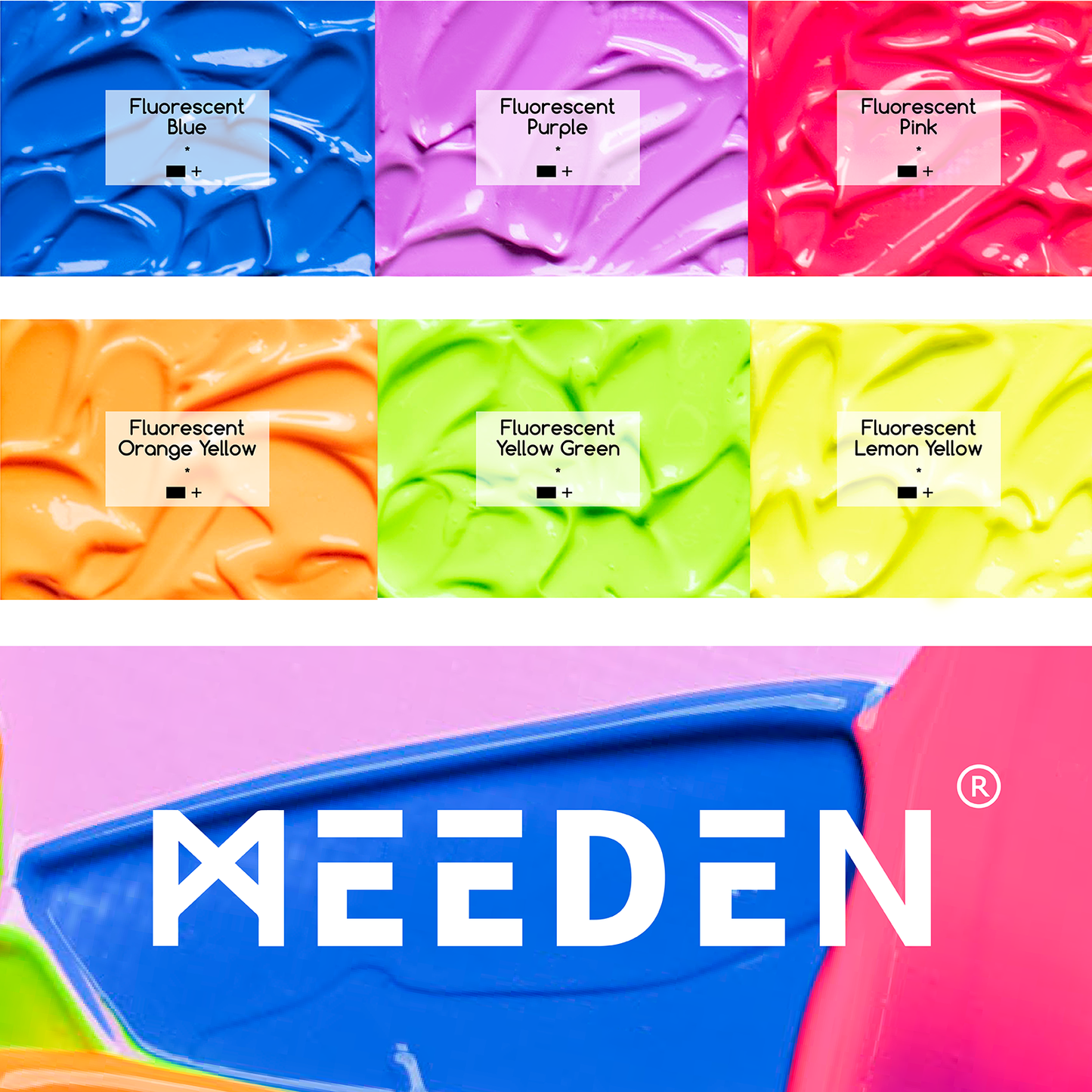 MEEDEN Fluorescent, Heavy Body 6 Acrylic Paint Set