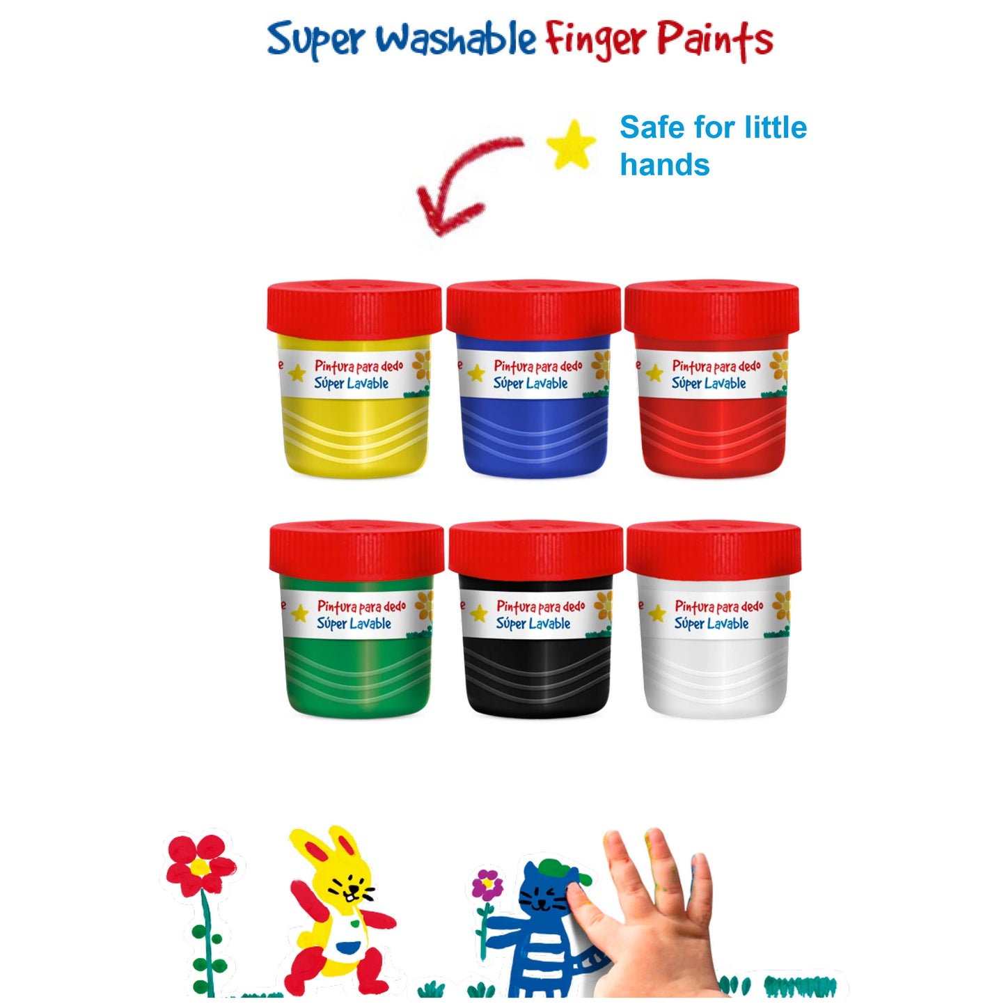 Little Creatives 6 Washable Finger Paints