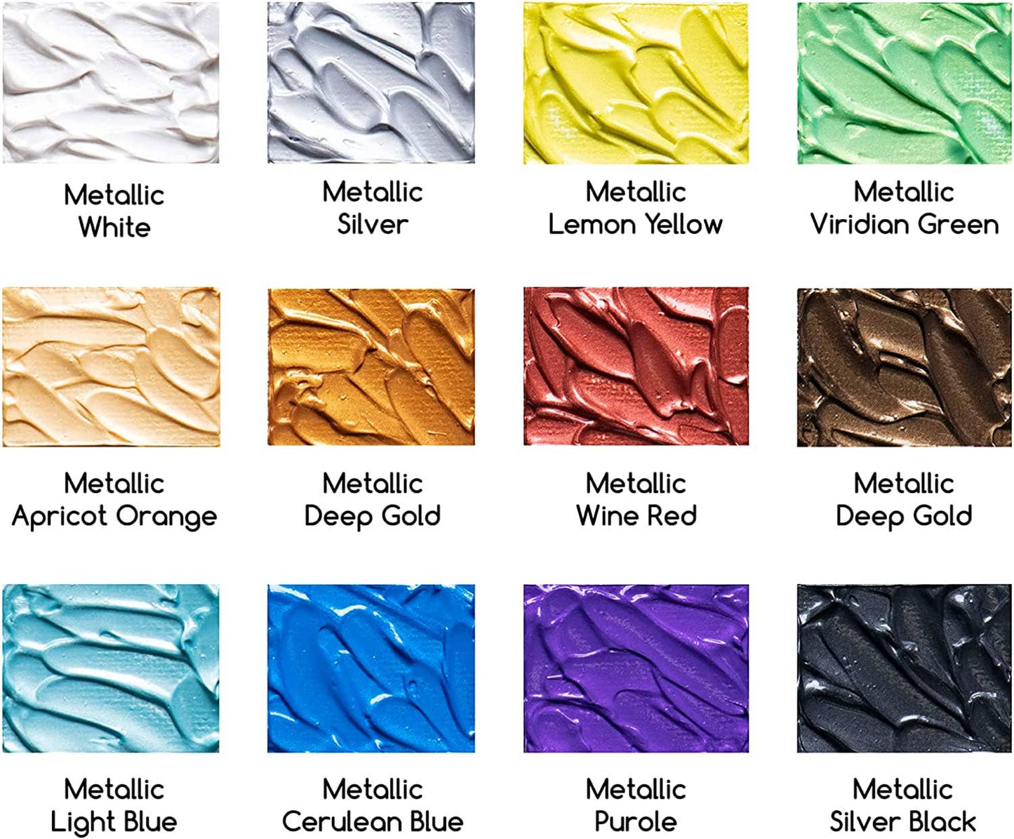 MEEDEN Heavy Body 12 Metallic Acrylic Paint Set