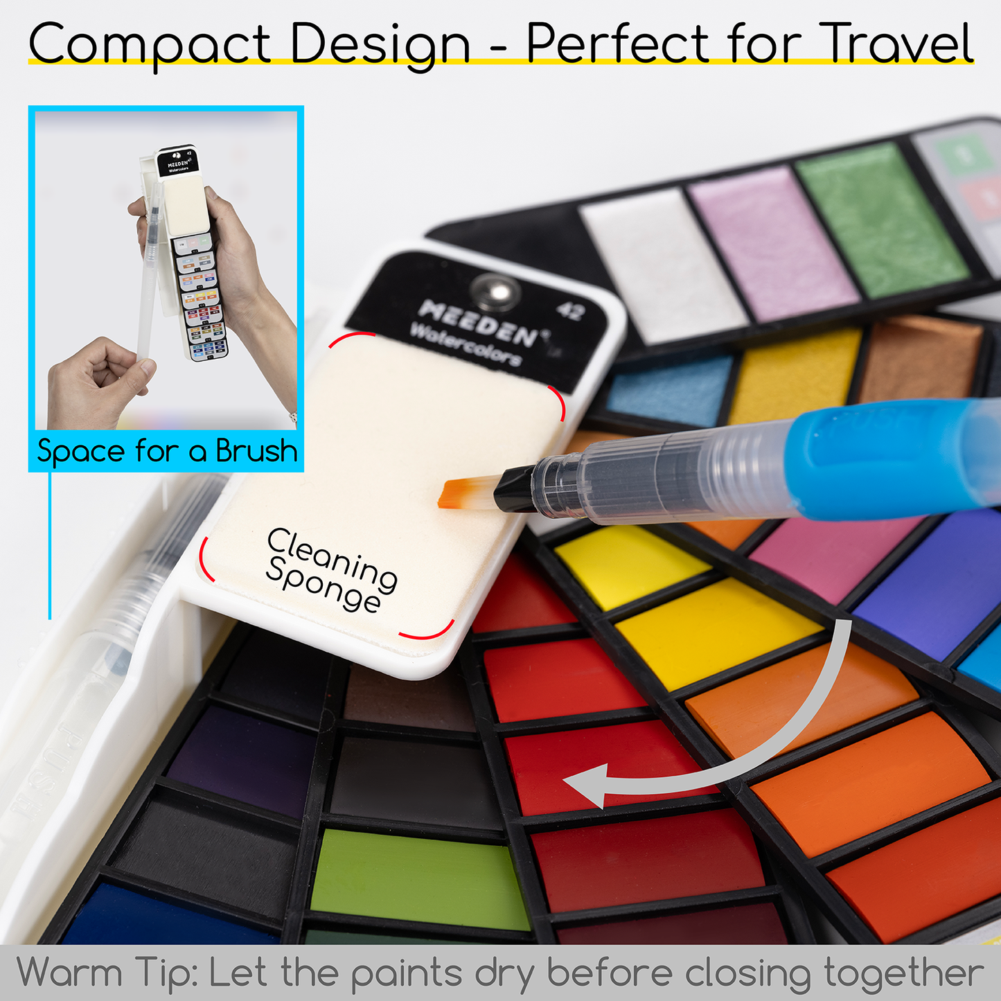 MEEDEN 42 Watercolor Travel Paint Set
