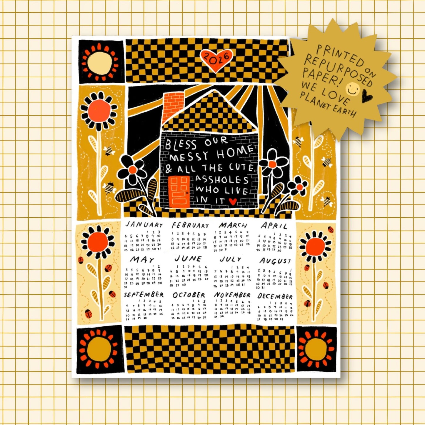 Rani Ban 2026 Calendar "Bless Our Messy Home..." ♻️