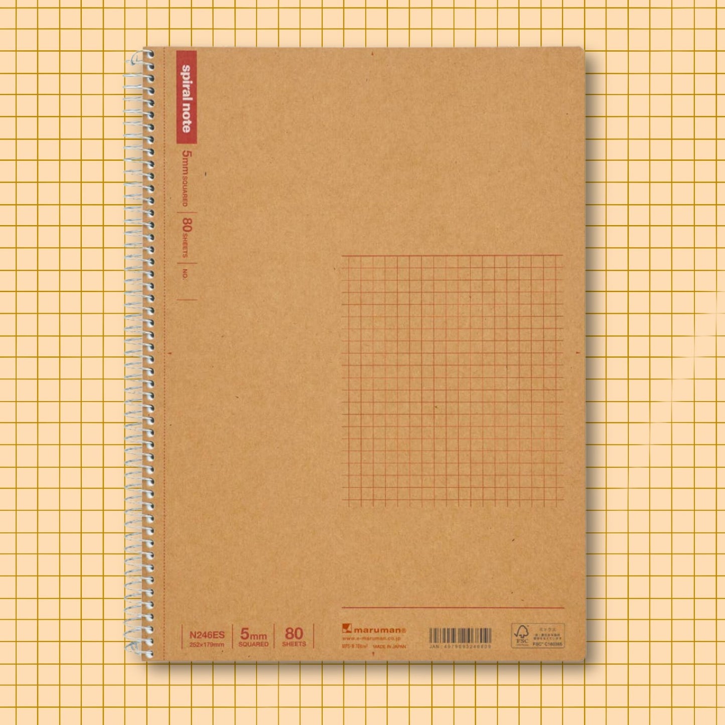 Maruman Spiral Note 5 mm Squared 80 Sheet B5 Notebook