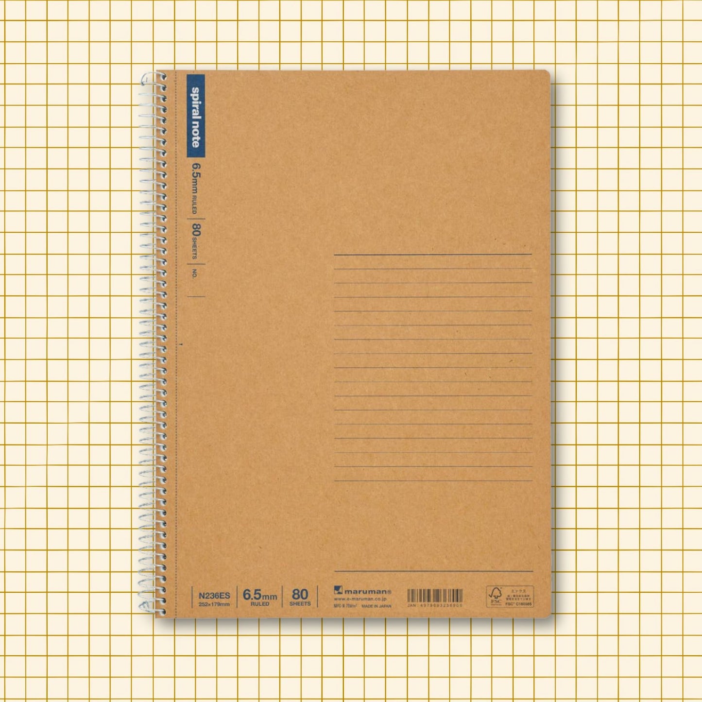 Maruman Spiral Note 6.5 mm Ruled 80 Sheet B5 Notebook
