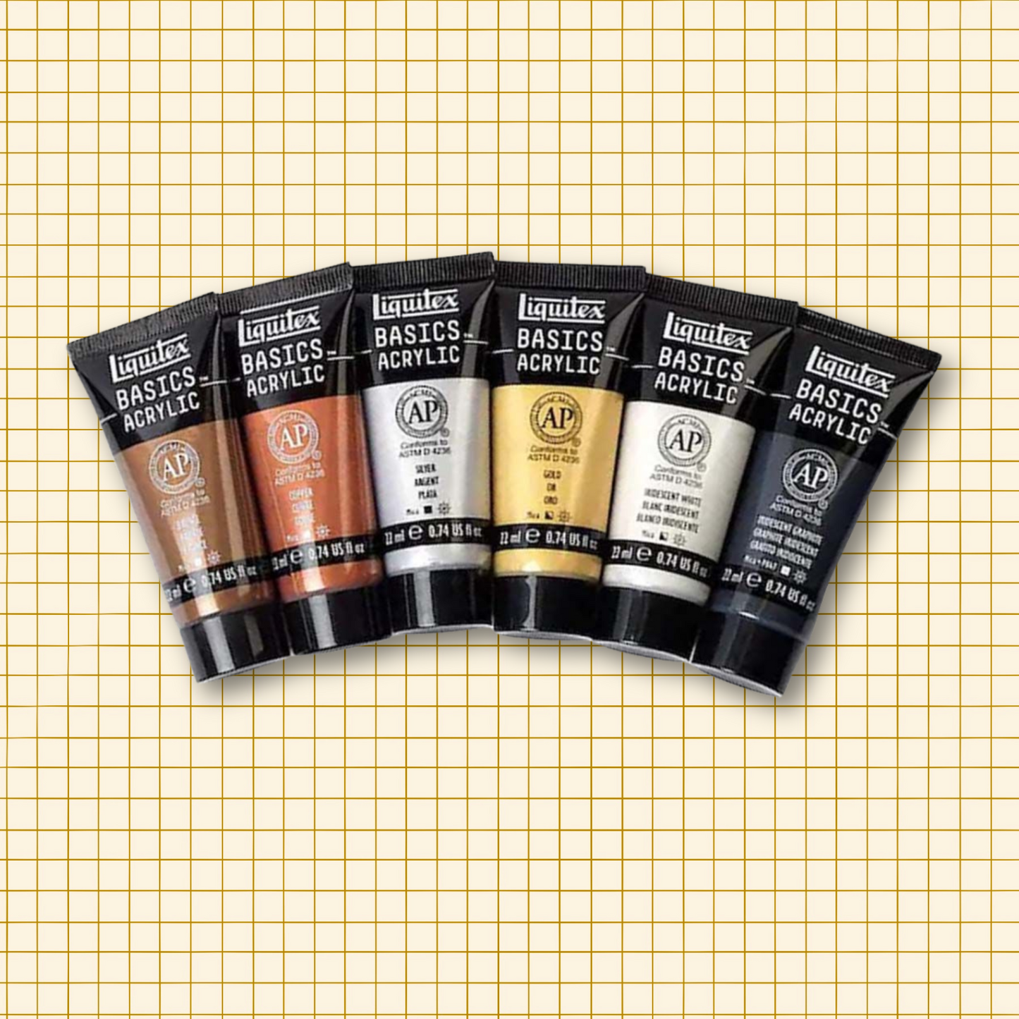 Basics Acrylic 6 Metallic and Iridescent Colors Set
