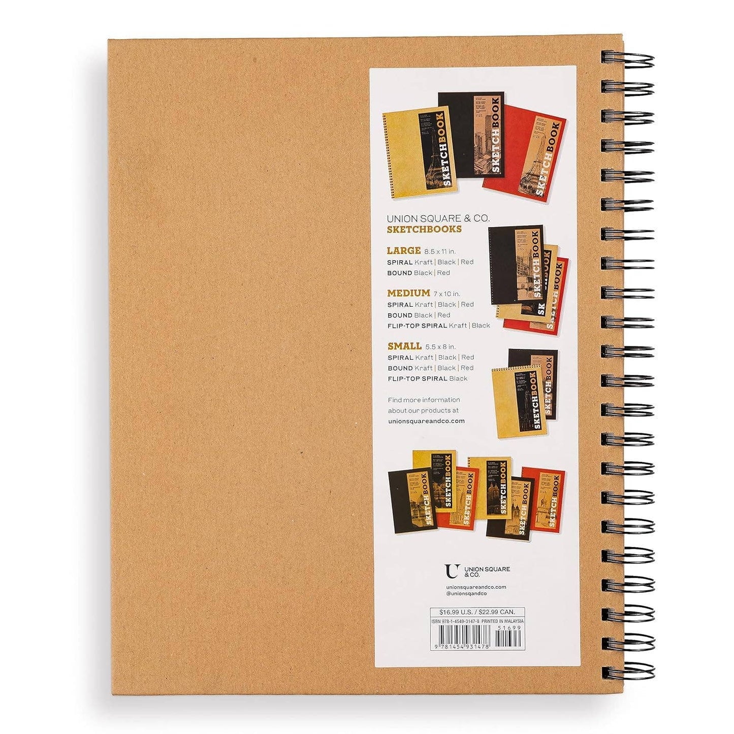 Large Spiral Hardcover Kraft Sketchbook 8.5 x 11"