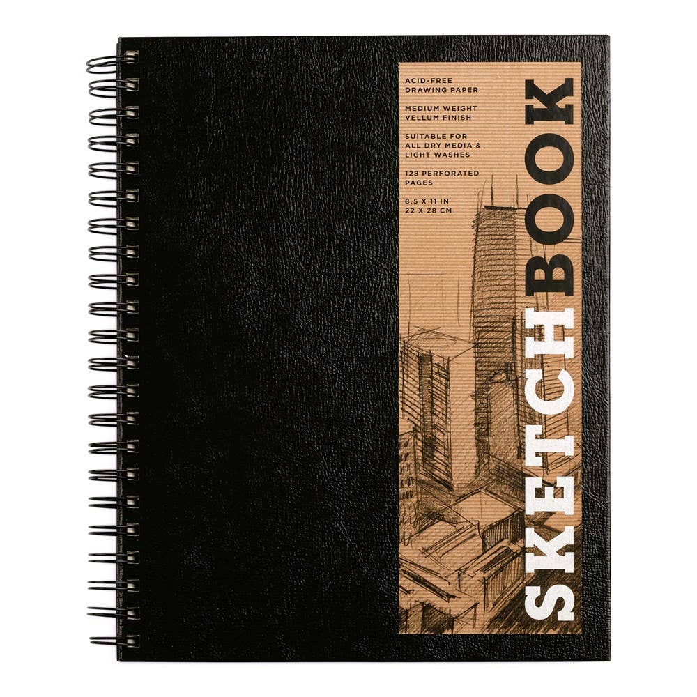 Large Spiral Hardcover Black Sketchbook 8.5 x 11"
