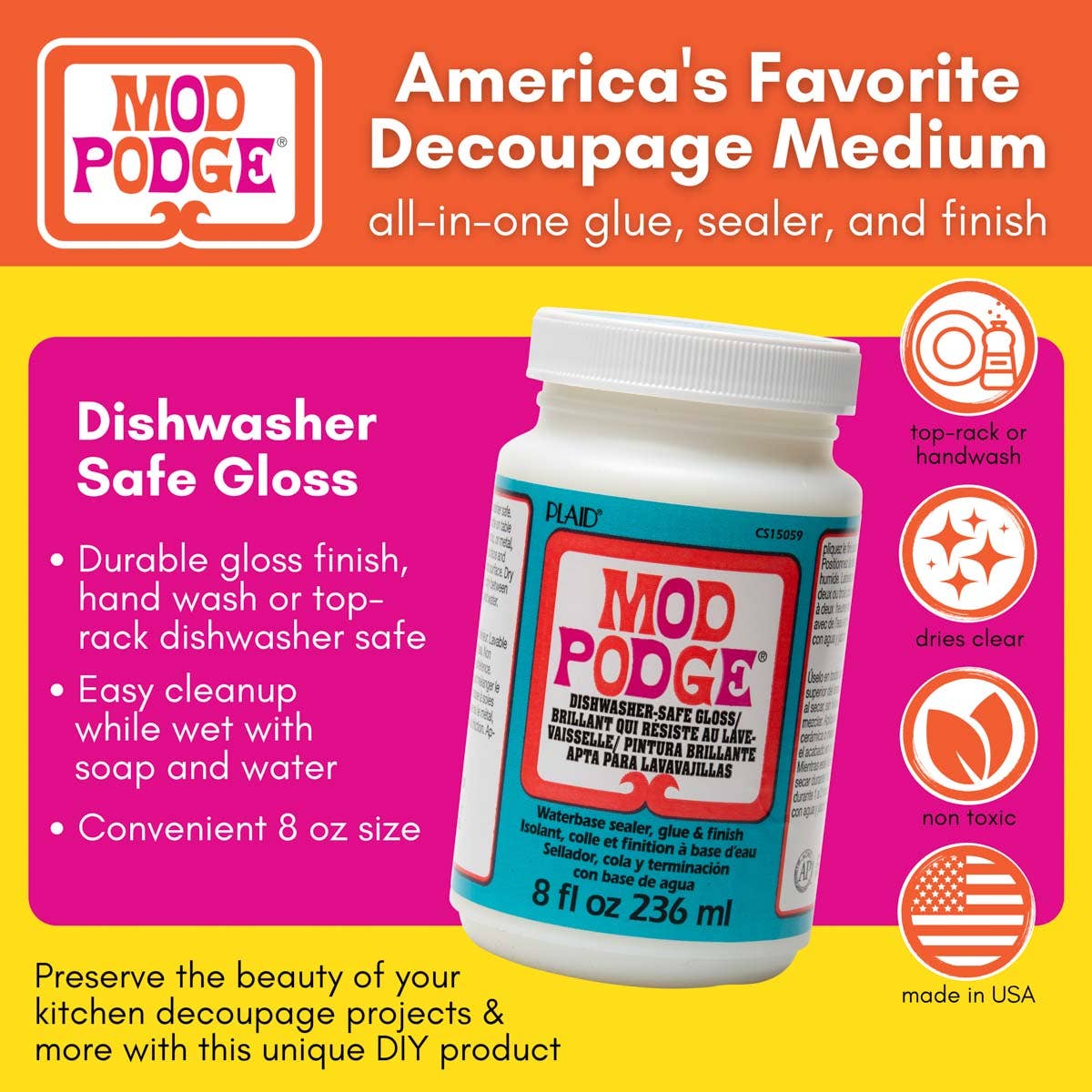 Dishwasher Safe 8oz Mod Podge