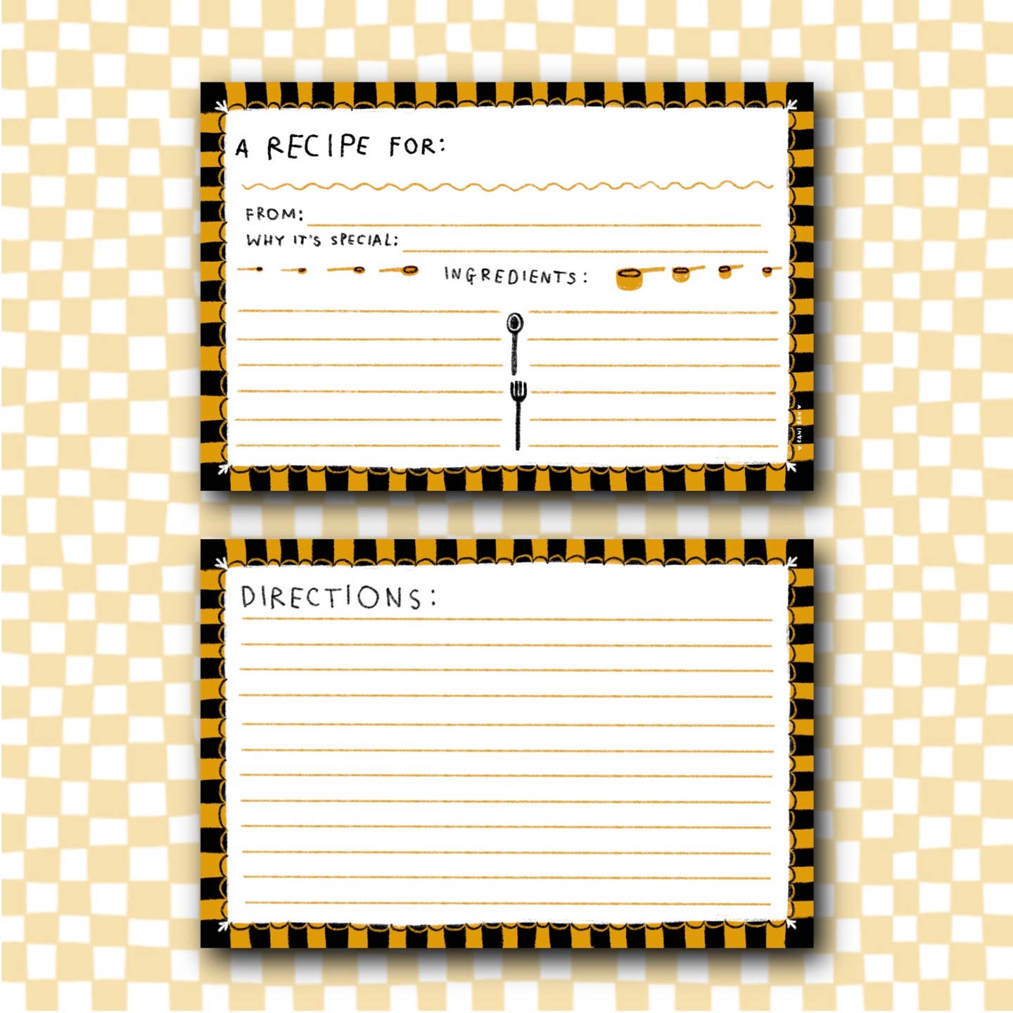 CHECKERED Recipe Cards