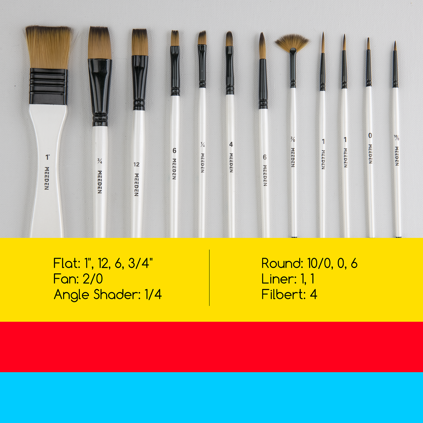 MEEDEN 12 Essential Acrylic Brush Set