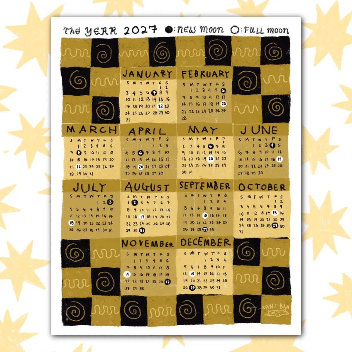 2027 Checkered Wall Calendar