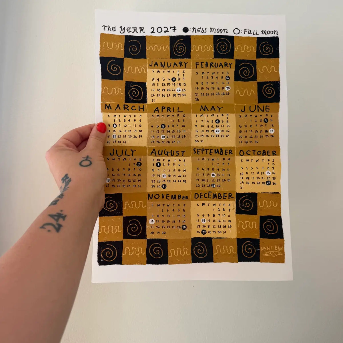 2027 Checkered Wall Calendar