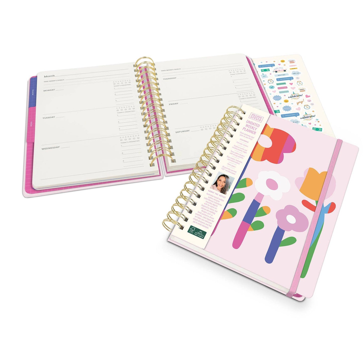 Flowers Undated Tri-Tab Planner