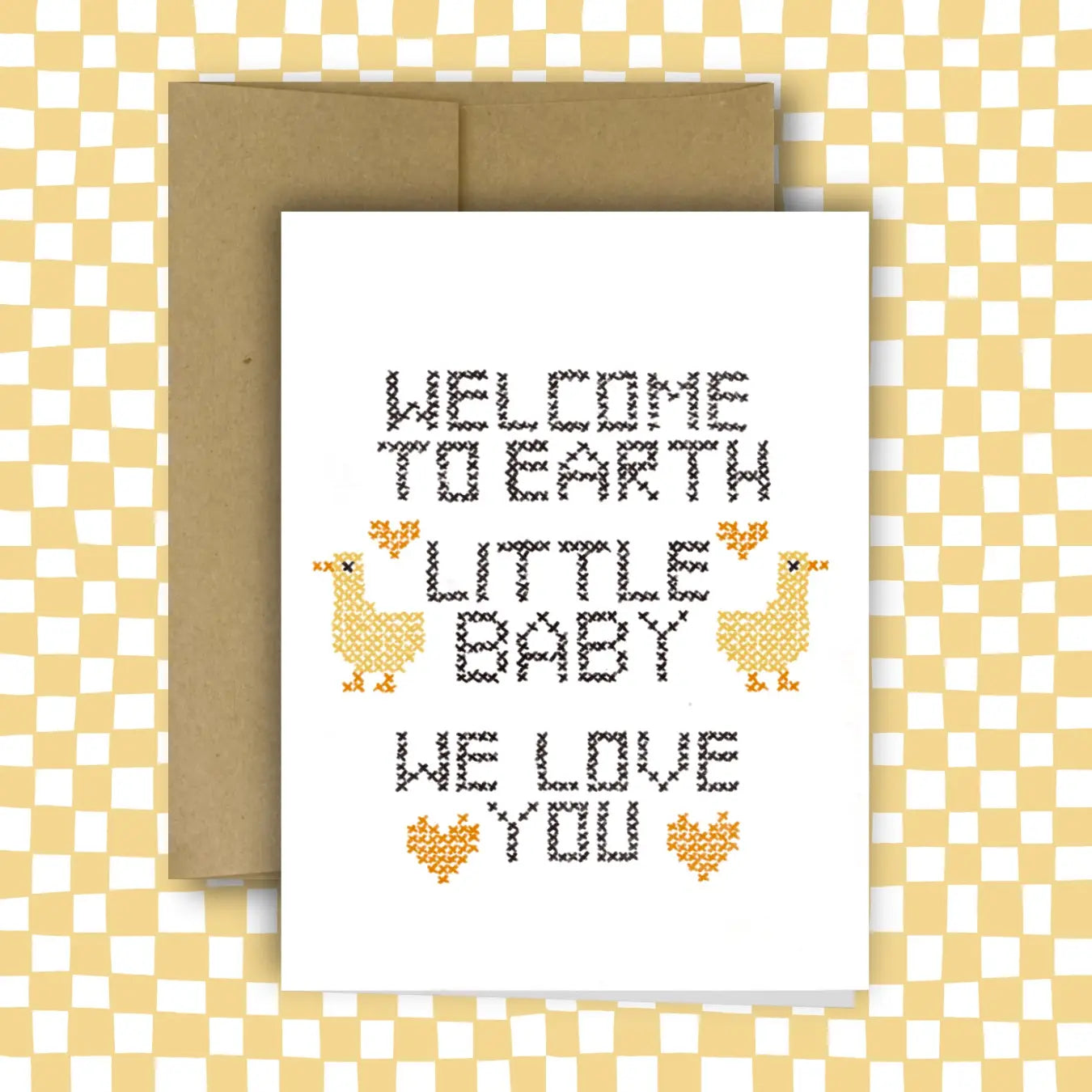 CROSS STITCH WELCOME TO EARTH LITTLE BABY Greeting Card