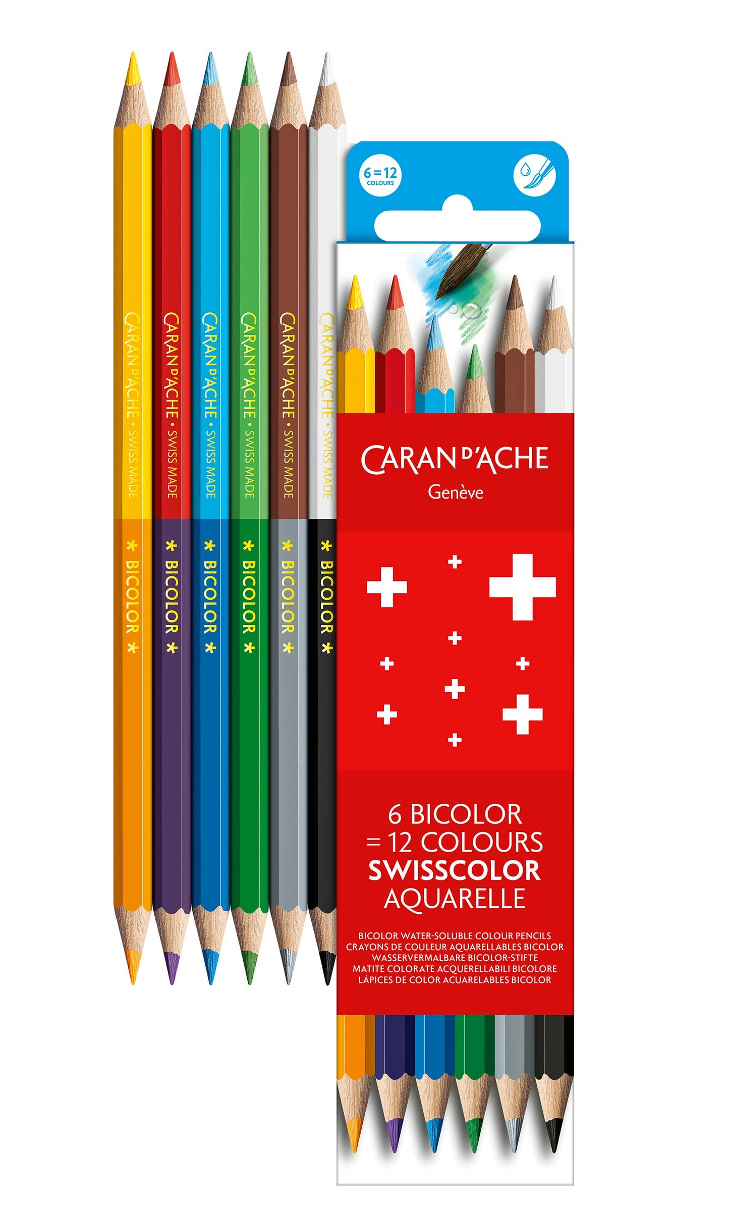 Swisscolor Bi-color Water-soluble Color Pencil Set