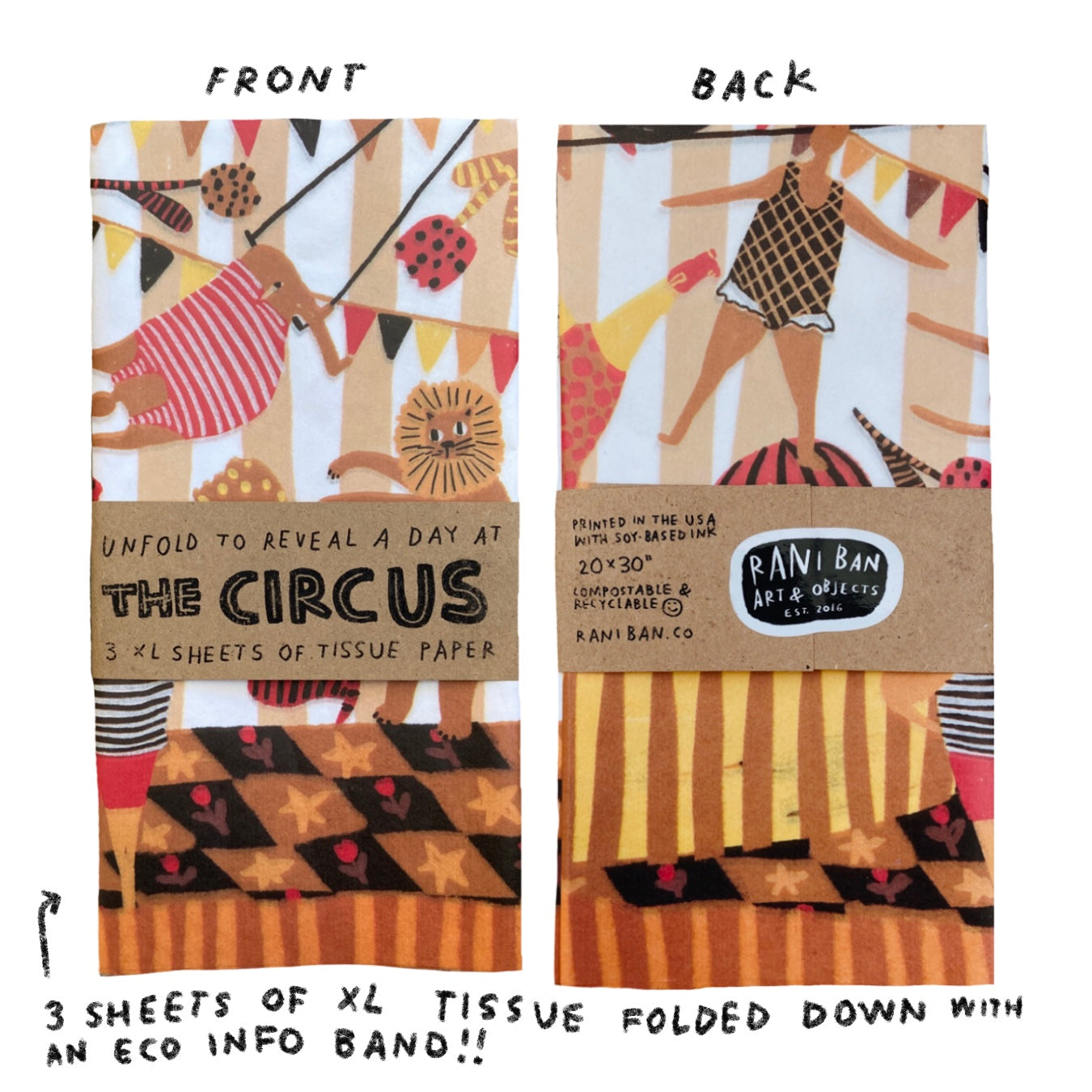 A DAY AT THE CIRCUS Tissue Paper 3-Pack