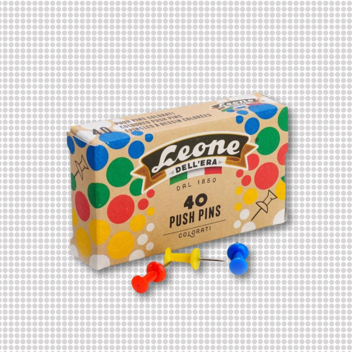 40 Count Push Pins with Assorted Color Turrets