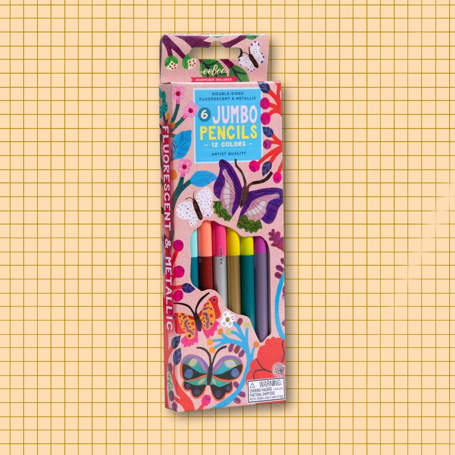 Butterflies 6 Jumbo Double-Sided Colored Pencils