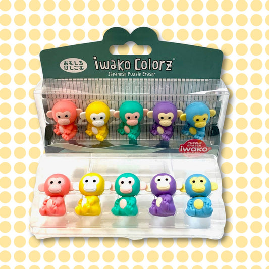 Iwako Monkey 5 Colorz Erasers