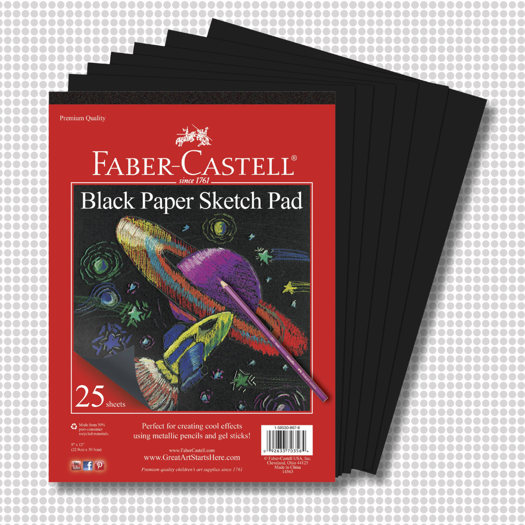 Black Paper Sketch Pad 25 Sheets, 9" x 12"