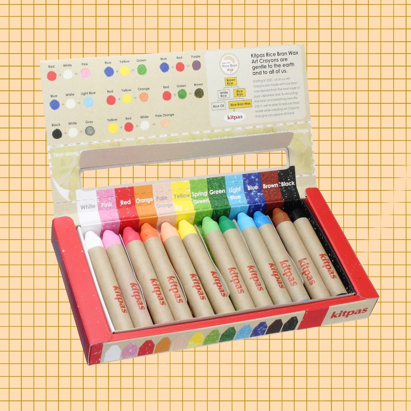 Kitpas 12 Rice Bran Wax Crayons