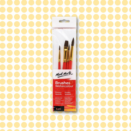 Flat and Round Watercolor 4 Brush Set