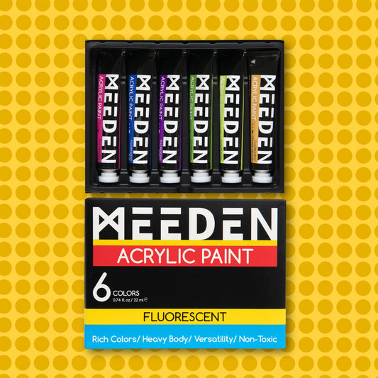 MEEDEN Fluorescent, Heavy Body 6 Acrylic Paint Set