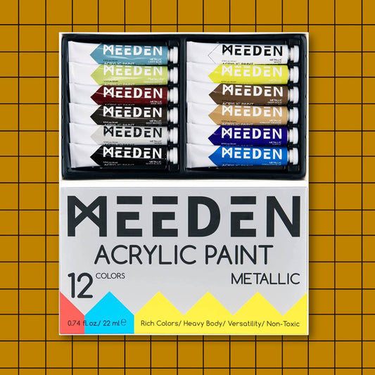 MEEDEN Heavy Body 12 Metallic Acrylic Paint Set