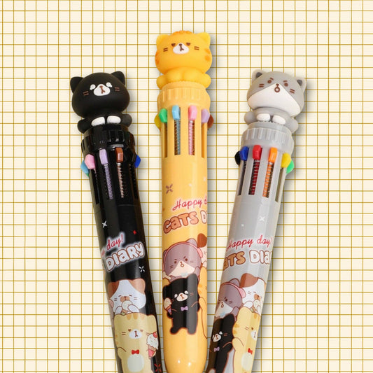 Cat 10 Color Retractable Ballpoint Pen