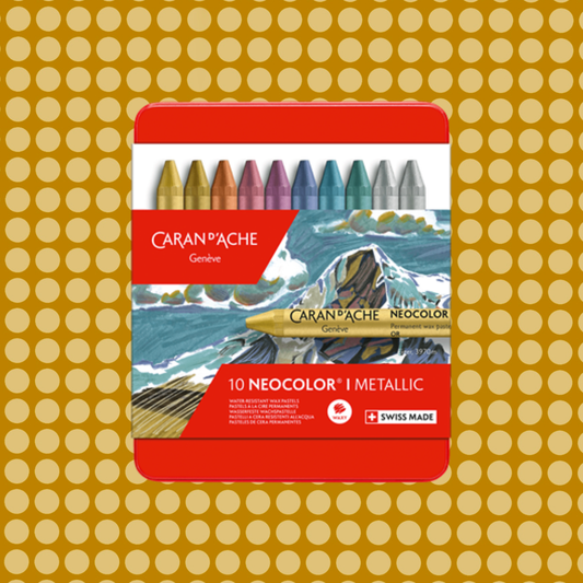 Set of 10 NEOCOLOR I Metallic Pastels in Metal Box
