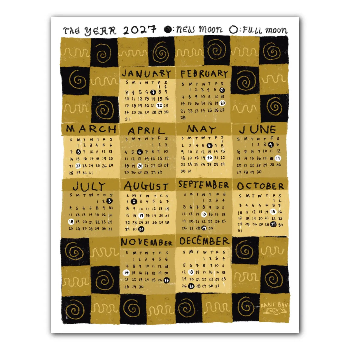 2027 Checkered Wall Calendar