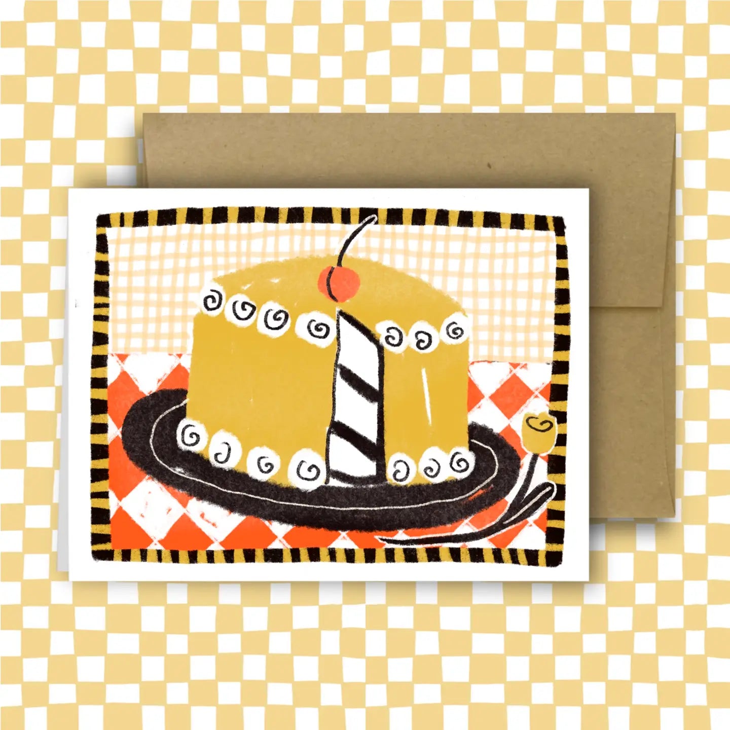 CAKE WITH CHERRY ON TOP Greeting Card