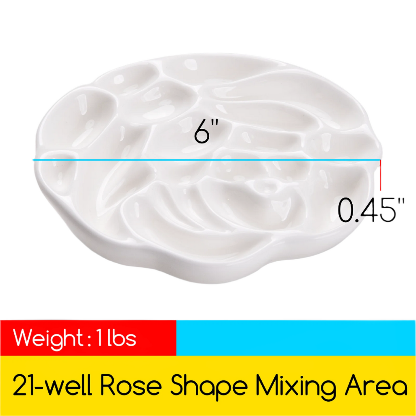 MEEDEN Porcelain Rose Paint Palette Mixing Tray