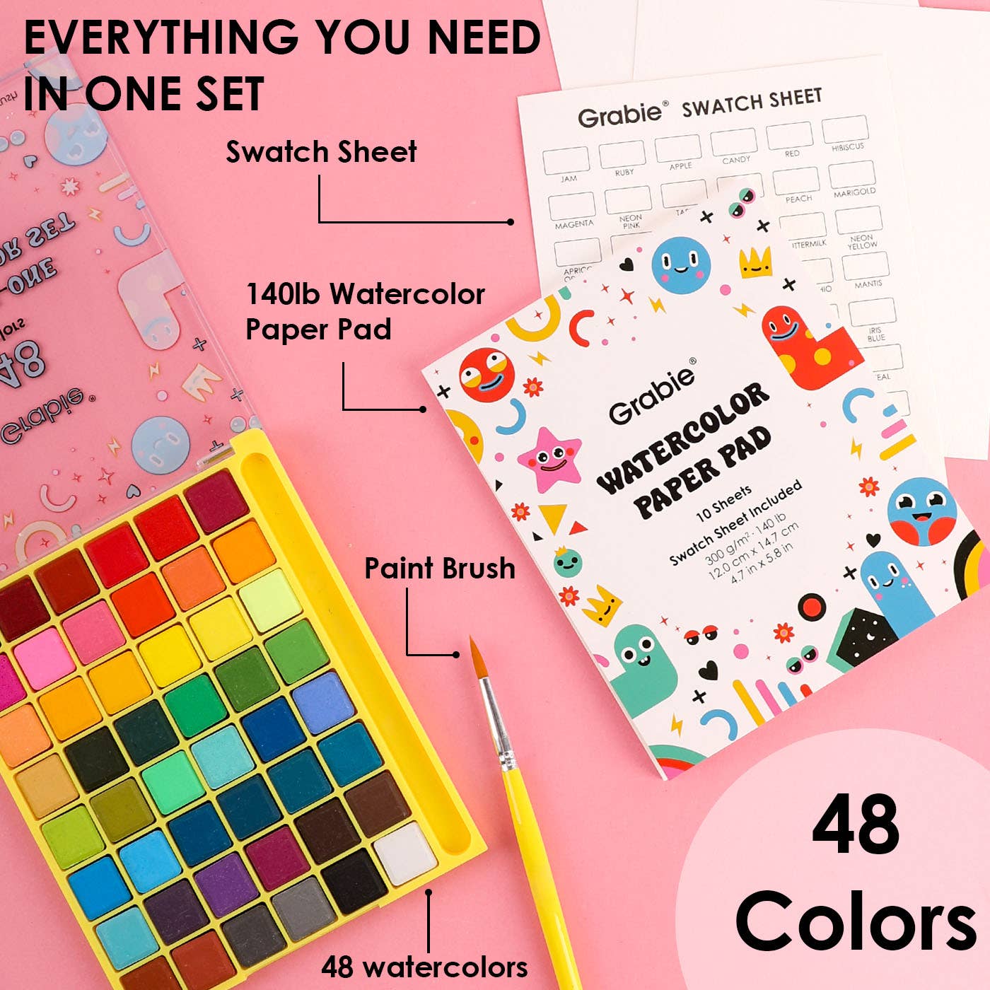 GRABIE Watercolor Set of 48